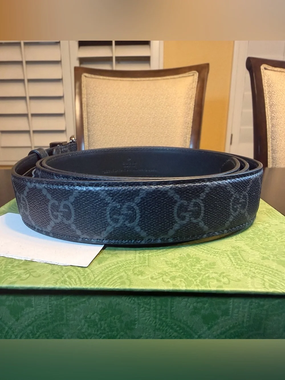 New Authentic Gucci GG Supreme Logo Belt Black Size 44 / 110 cm Waist 40 - 44